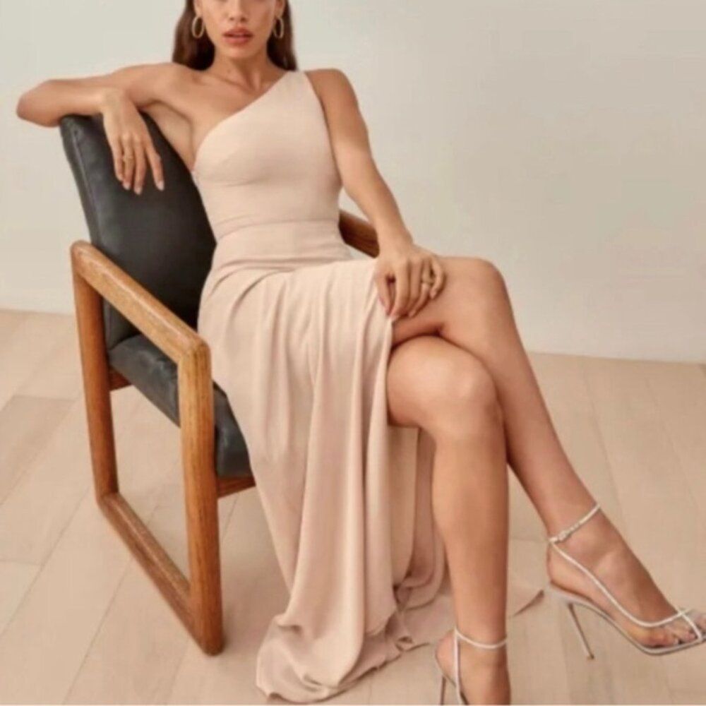 Reformation One-Shoulder Cream Maxi Dress